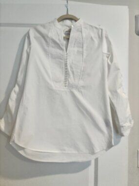 Laundry by Shelli Segal White Pintuck Popover Tunic Blouse - Size XS